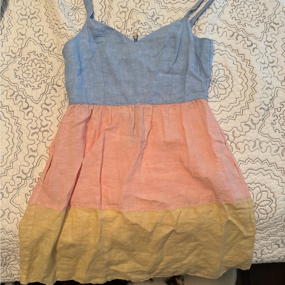 Pastel blue pink yellow dress